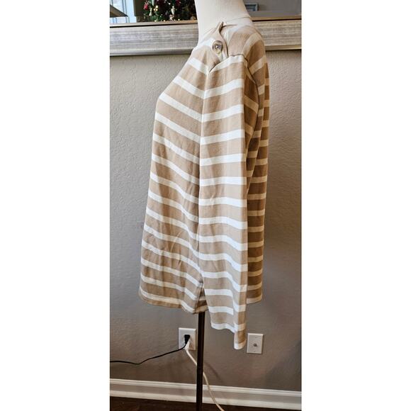The Nines by Hatch Long Sleeve Maternity Blouse Women Size L White Tan Striped - Picture 5 of 7